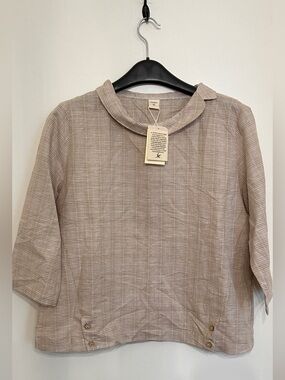 NWT LINTICO 100% LINEN ROUND SOFT-FOLD COLLAR TOP “LAURA” ON WEBSITE